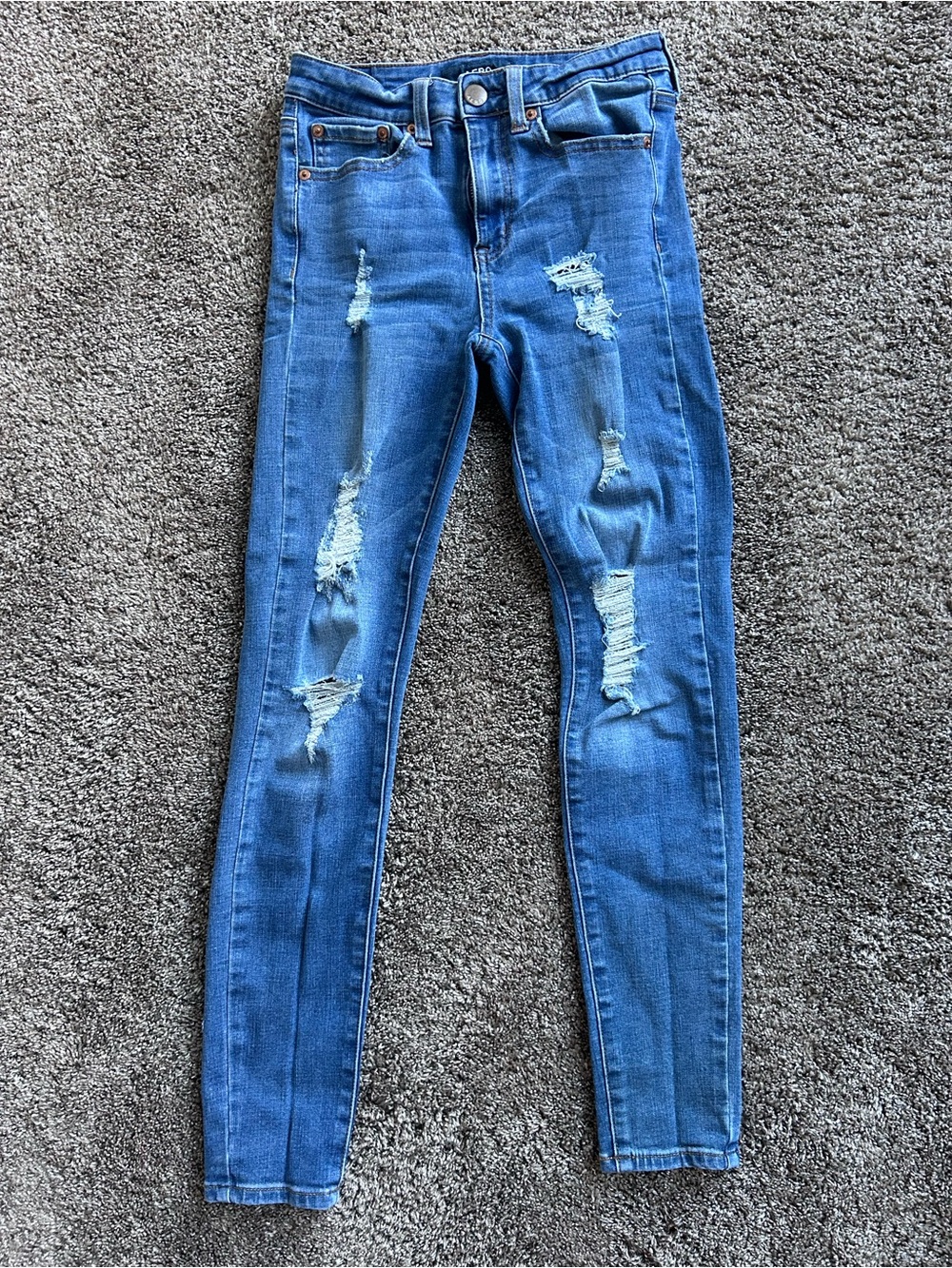 Aero High-Rise Blue Distressed Skinny Jeans Jeggings Size 2 Reg